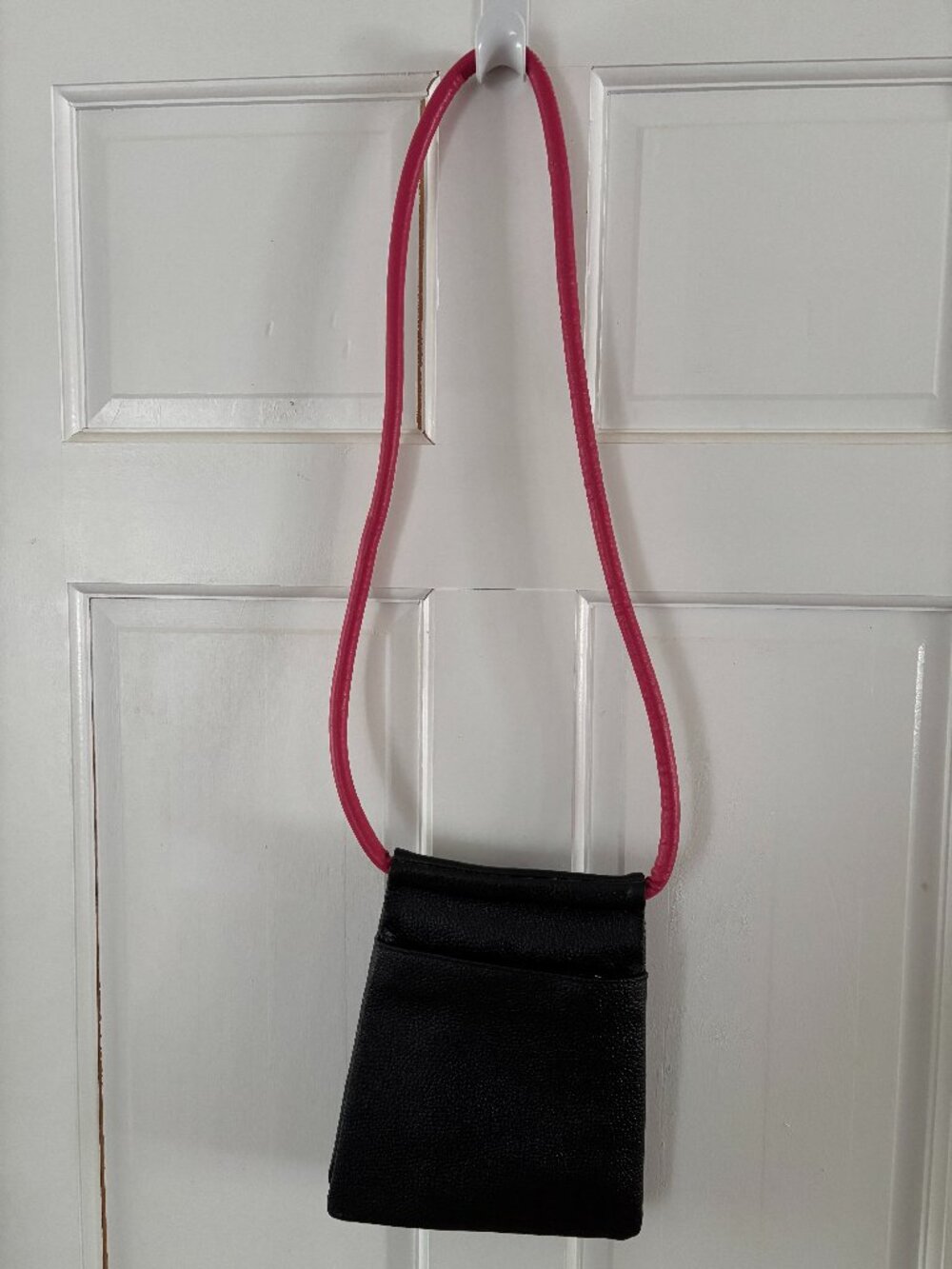 Cleo & Patek, Italy.  Italian black leather crossbody bag
